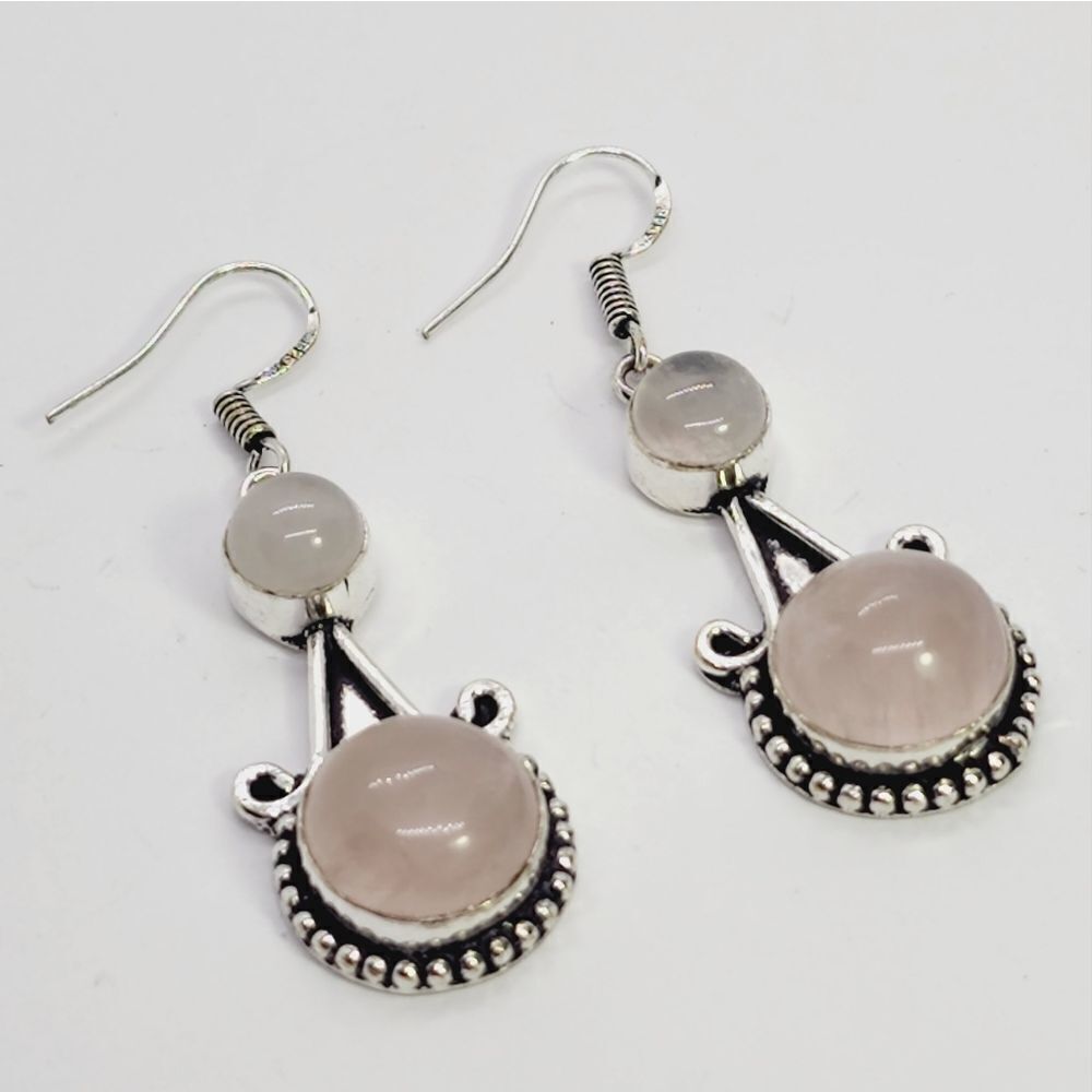 Rose Quartz Handmade Drop Dangle Earrings Jewelry 2.08"